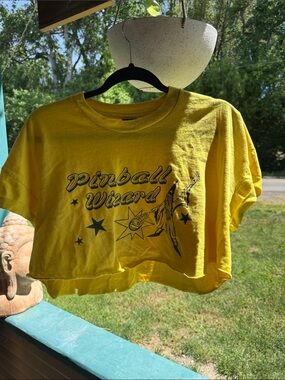 Vintage Yellow "Pinball Wizard" Graphic Crop Tee